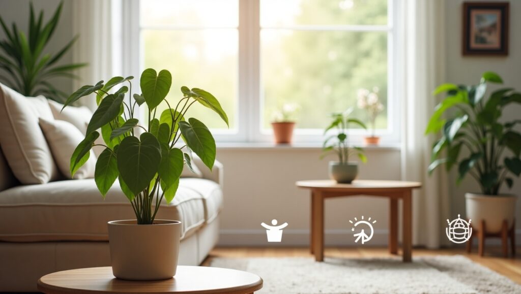 broken heart plant in a living room