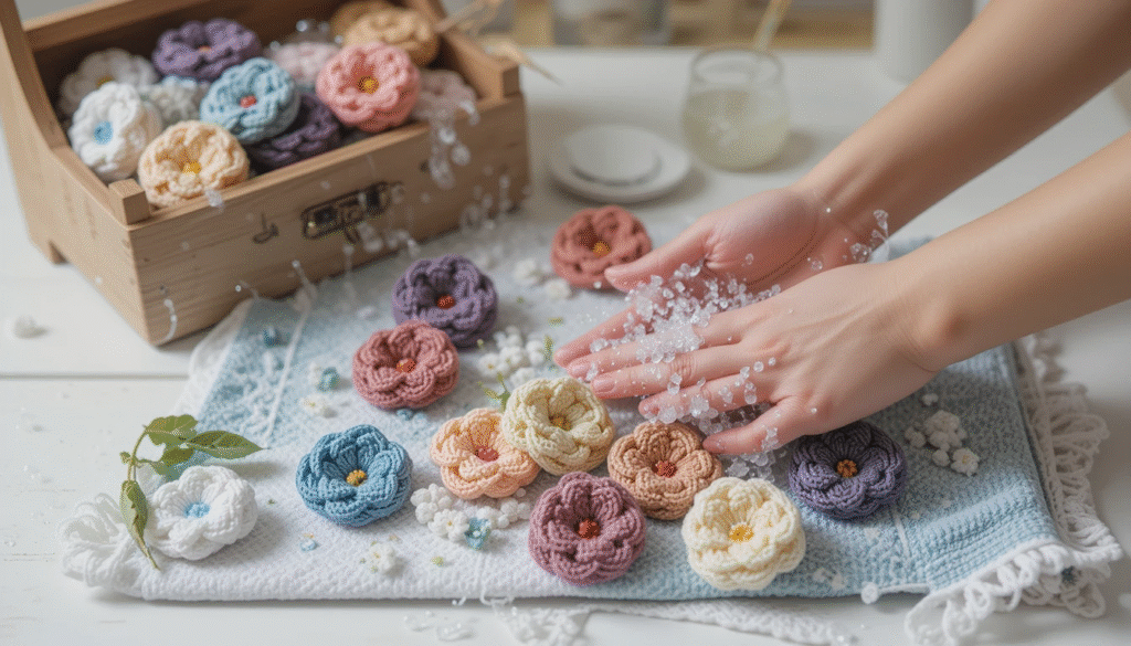 crochet flowers care