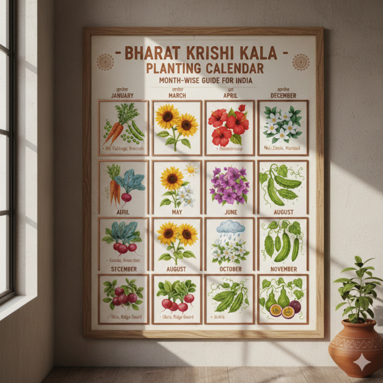 India seasonal planting calendar showing month-wise plants for home gardens.
