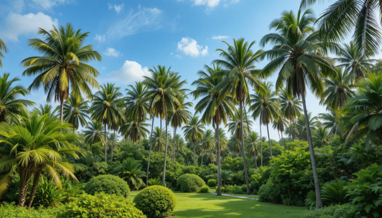 Environmental benefits of palm trees in a green landscape.